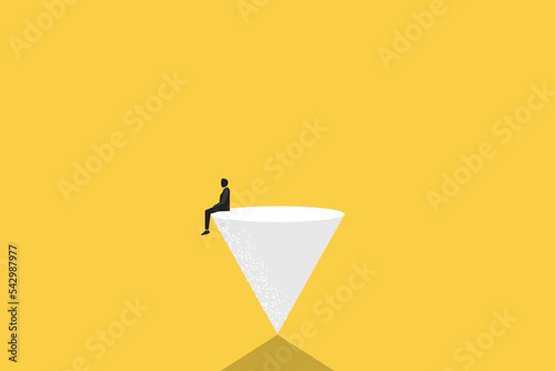 businessman balancing on triangle. work life balance career opportunity vector symbol. Job opportunity and career.