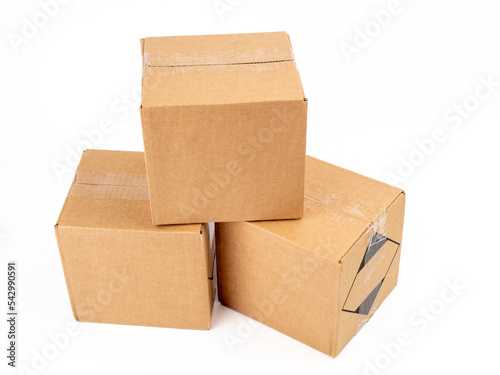 Cardboard box on a white background. Closed cardboard boxes.