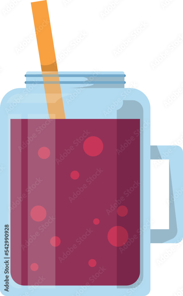 Berry smoothie in glass jar mug. Sweet drink icon Berry smoothie in glass jar mug. Sweet drink icon