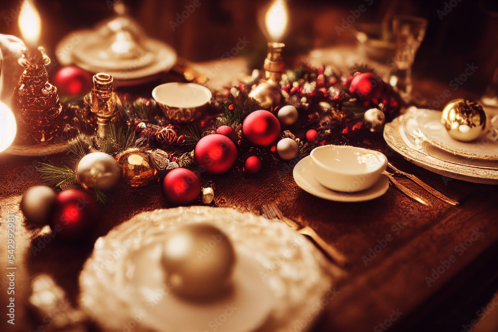 festive dinner table setting for Christmas