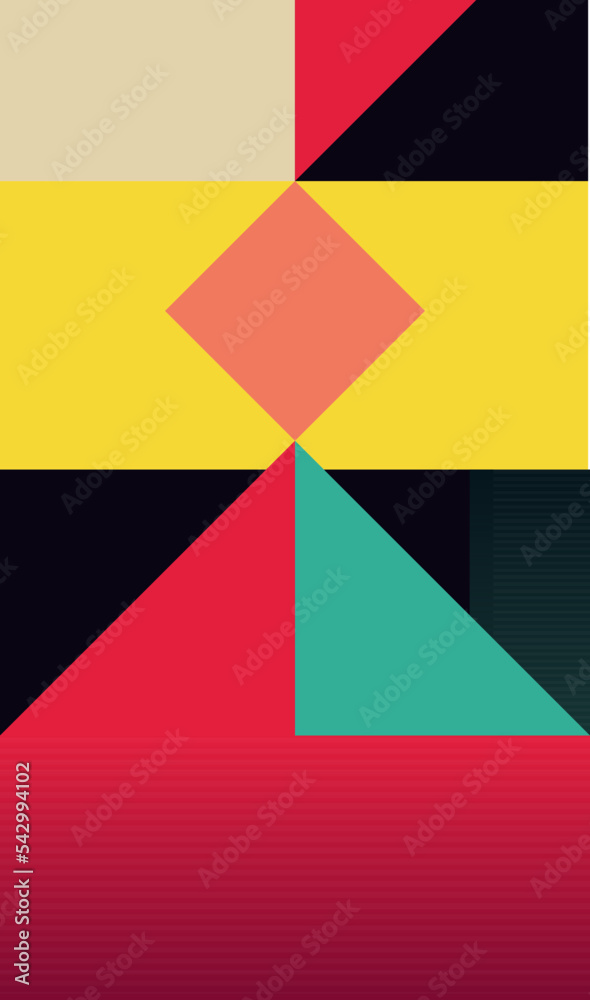 Abstract composition with geometric shapes. Design of poster template with copyspace. Vector illustration.