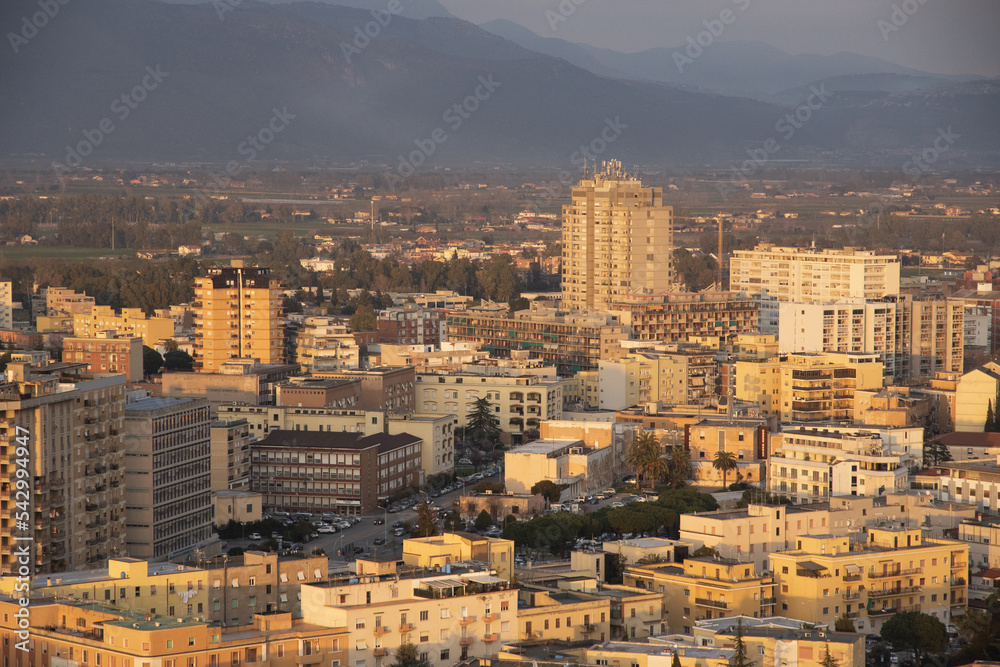 Latina Roma Aerial view of the city of Latina Italy at sunset. City reclaimed by ...