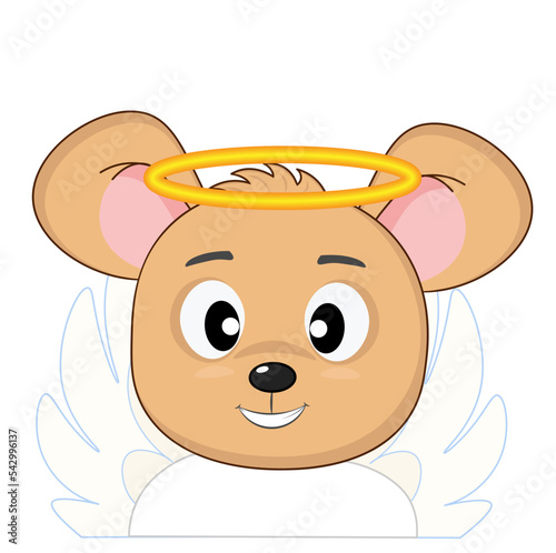 A cute little mouse in an angel costume with a halo and wings