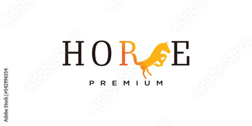 Horse logo with creative design premium vector