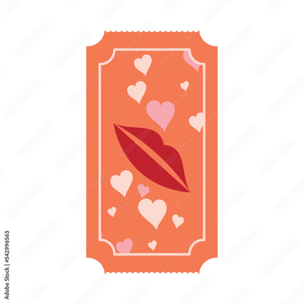 kiss coupon with hearts