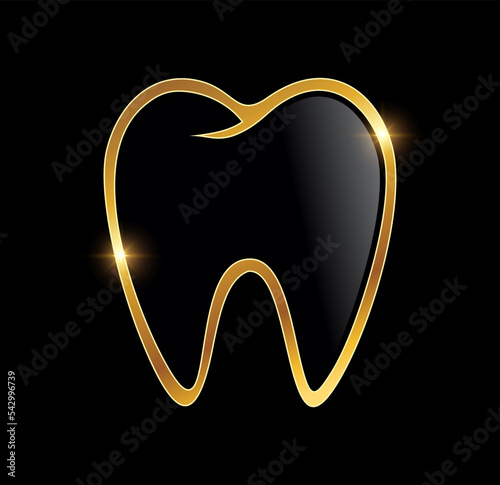 Golden Luxury Tooth Vector Icon