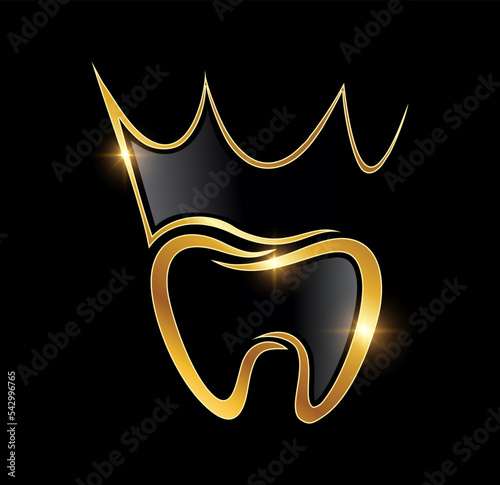 Golden Luxury Tooth Vector Icon