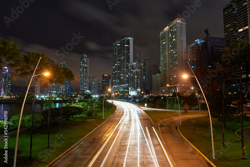 Panama City at nightn Republic of Panama, Central America, America. photo