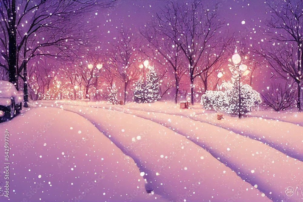 Snowy Winter Landscape, created with AI, Artificial Intelligence Snowy Winter Landscape, created with AI, Artificial Intelligence