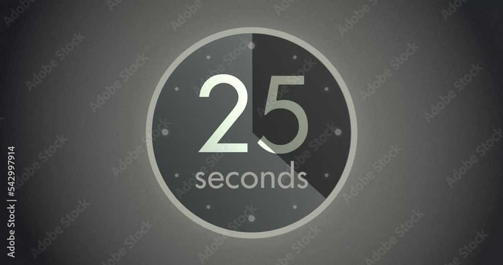 Black and White Round Timer Animation. Countdown Clock from 0 to 45 ...
