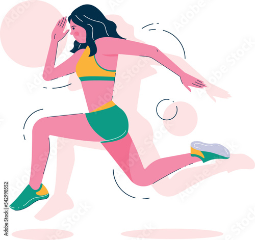 Runner sportswoman running marathon vector illustration