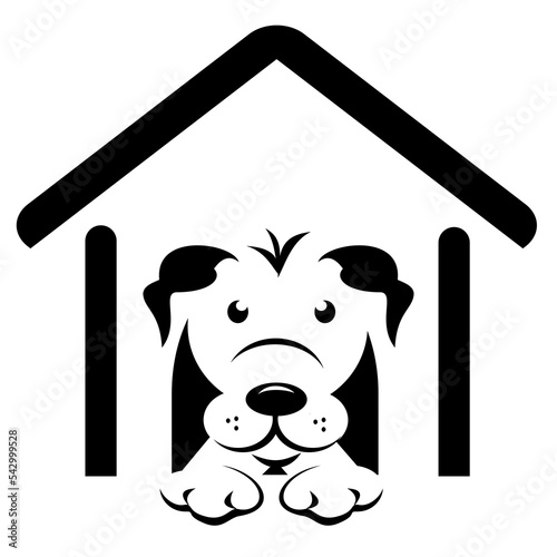 Dog in doghouse cartoon