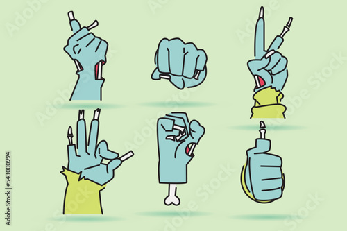 zombie hand sign, halloween zombie hand in flat design