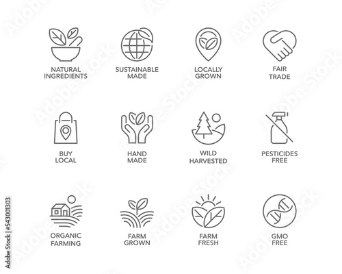 Sustainable made products vector logo badge icons set