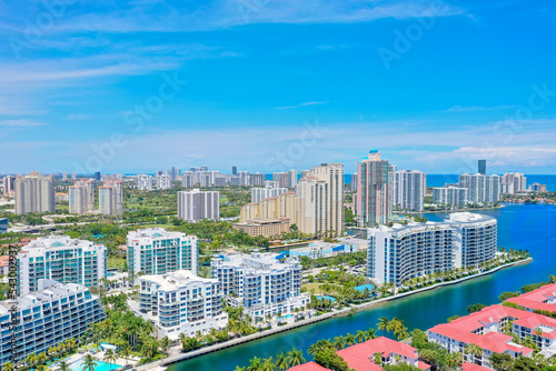 Miami Aventura and Miami Beach aerial view photo