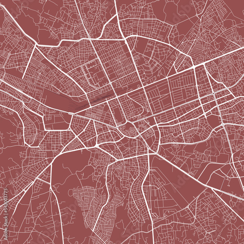 Red vector map of Kayseri, Turkey. Urban city road map art poster illustration.