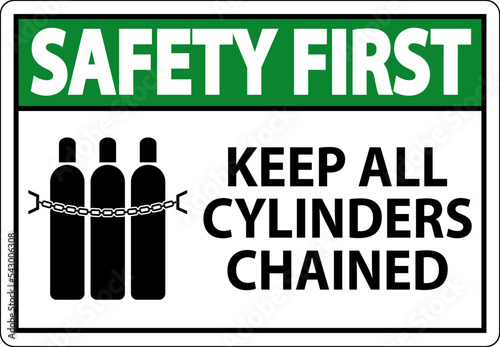 Safety First Sign Keep All Cylinders Chained