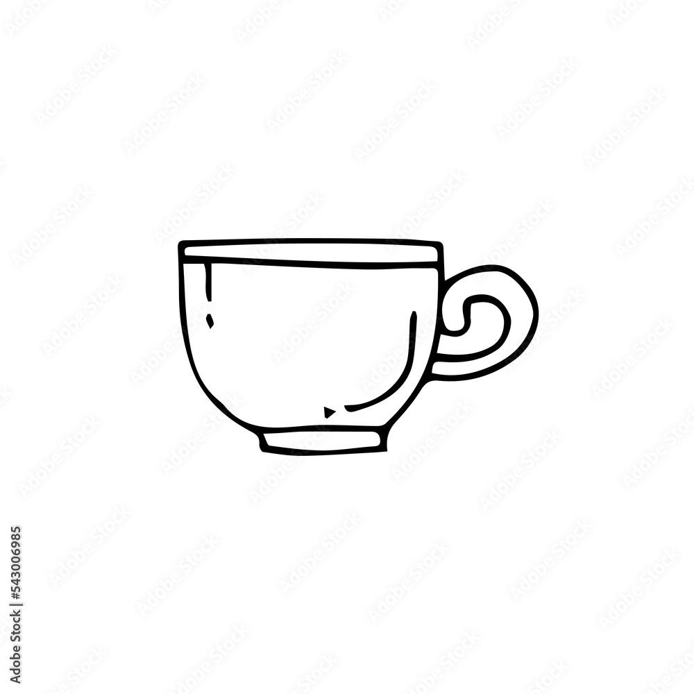 Tea cup black and white isolated on white background Tea cup black and white isolated on white background