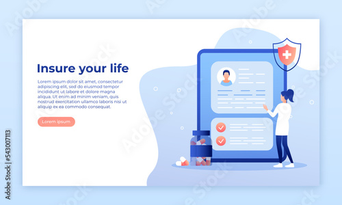 Health insurance concept flat illustration set. Web banner of healthcare and medical services, suitable for web design, banner, mobile app, landing page. Vector EPS 10