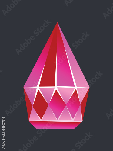 Jewelry gemstone. Precious stone or gem. Vector crystal icon. Isolated exquisite jewelry stone