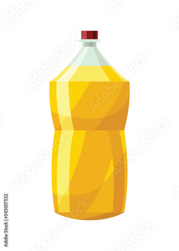 Vegetable oil bottle. Can with vitamin oil for cooking. Virgin organic healthy liquid product from seed. Isolated cartoon icon with sunflower product