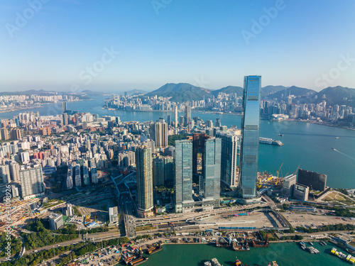 Aerial view of Hong Kong city photo