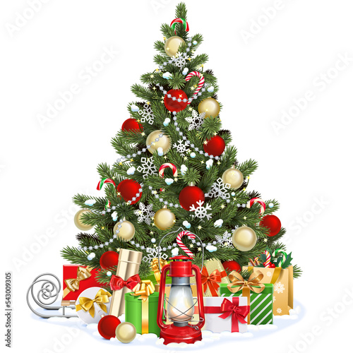 Vector Christmas Fir Tree with Snow