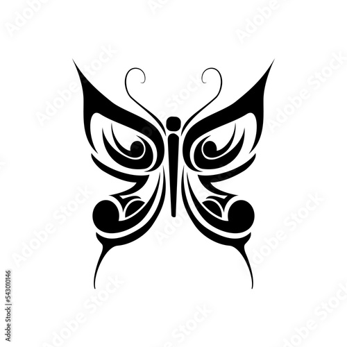 Icon ,beautiful black butterfly logo on white background vector illustration