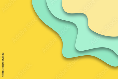 modern pastel green and yellow 3d paper cut background with free space