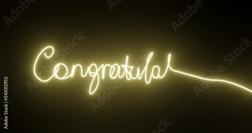 Congratulations golden light string text animation