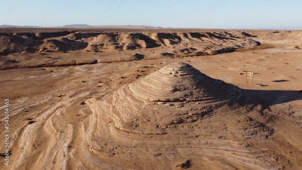 Drone View of a Pyramid of Salt in the Desert of Atacama, the Driest Nonpolar Desert in the