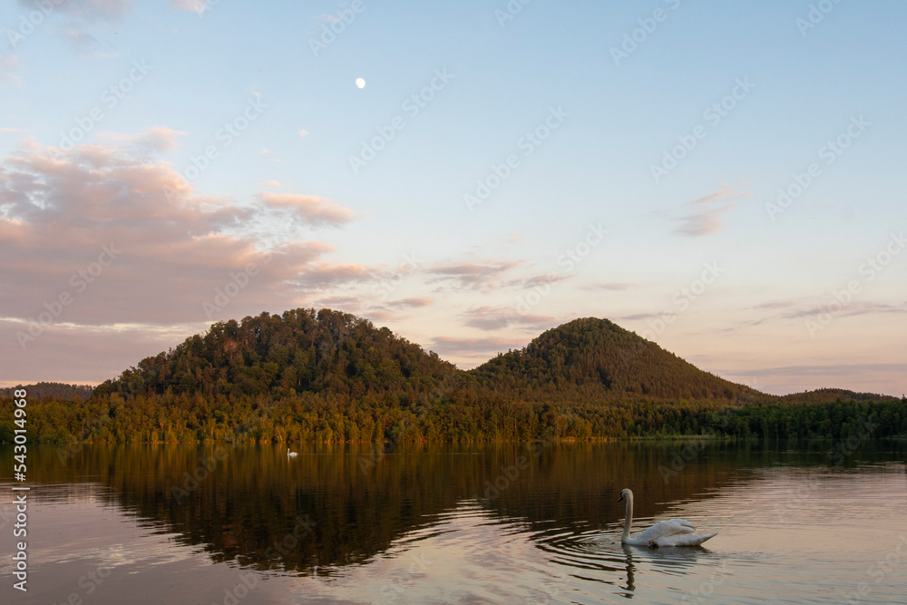 sunset over the lake