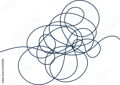 Tangled thread. Chaotic line stripes doodle icon
