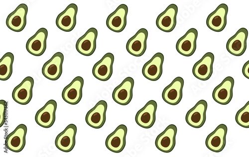 Seamless pattern with avocado. Tropical background with exotic fruit