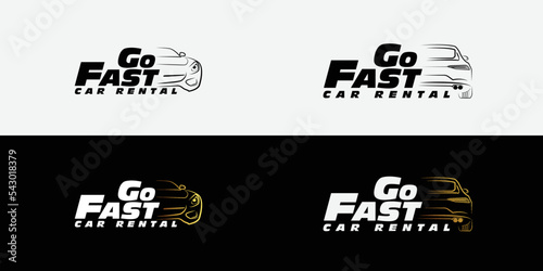 car rental car detail auto lineart logo with bold text
