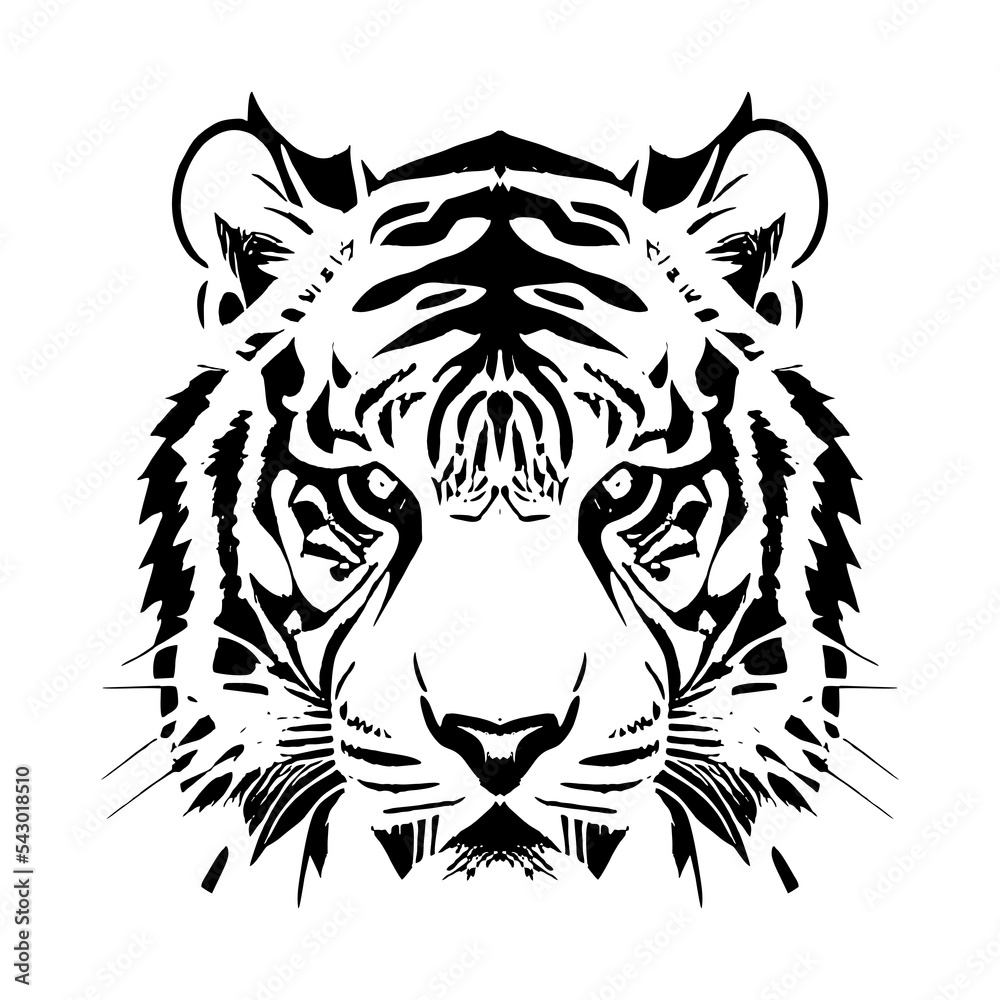 Tiger Symbol Logo Tribal Tattoo Design Stencil Vector Illustration 