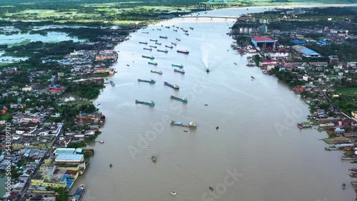 Beautiful Khulna city. Rupsa river. photo