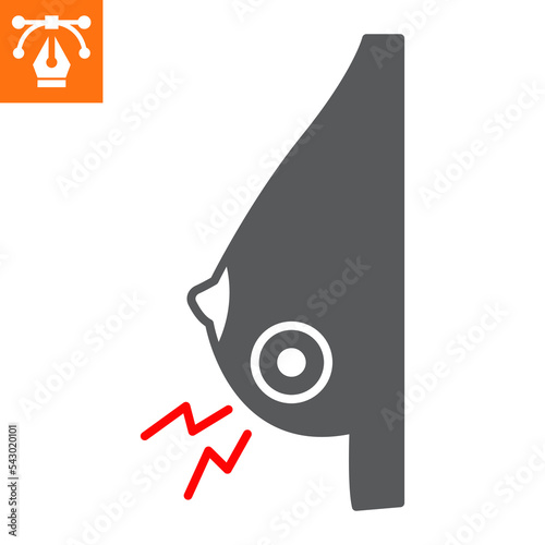 Breast cancer solid icon, glyph style icon for web site or mobile app, disease and diagnosis ,breast pain vector icon, simple vector illustration, vector graphics with editable strokes.