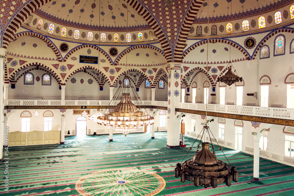 Interior of the central Juma mosque in Makhachkala.