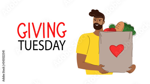 giving  tuesday, donat  food,  vector doodle 