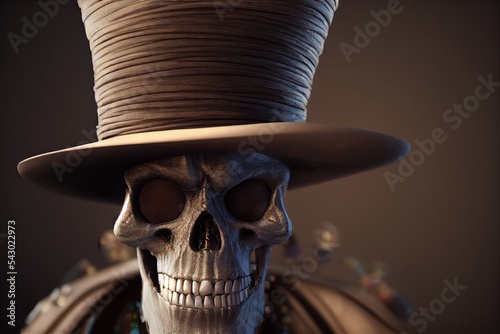 Valokuvatapetti 3D rendered computer generated image of Baron Samedi, the loa of the dead in Haitian Voodoo folklore