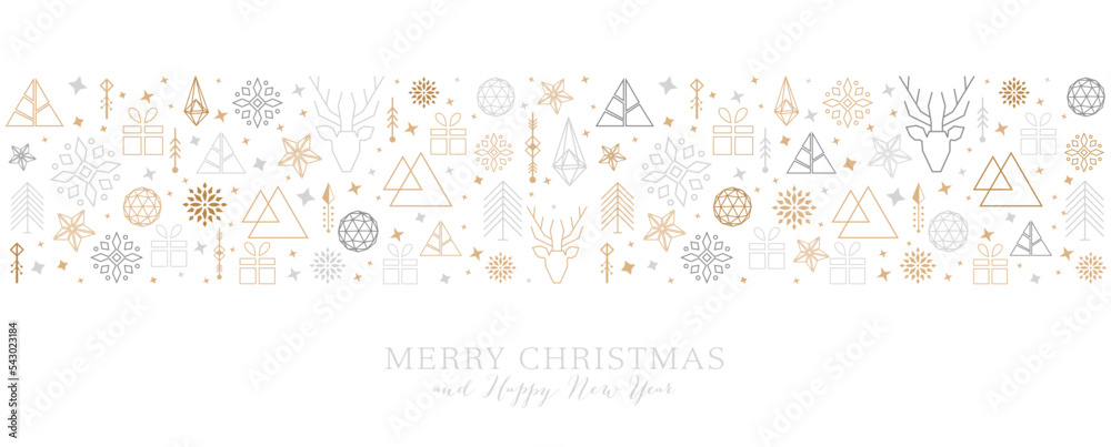 Fototapeta premium Christmas card with snowflake border vector illustration, Merry Christmas an happy new year