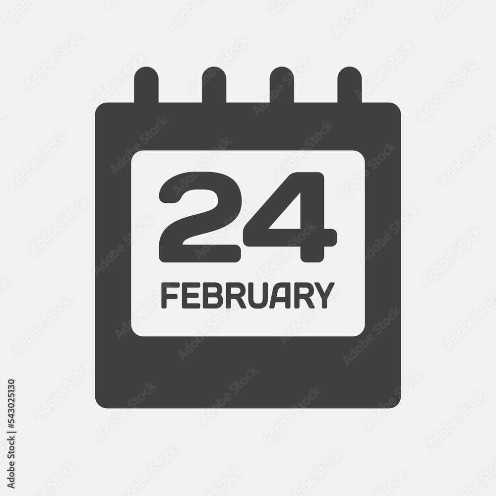Icon day date 24 February, template calendar page Icon day date 24 February, template calendar page