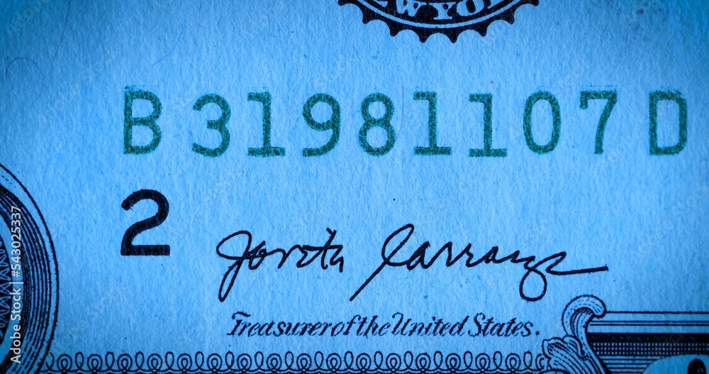 Front side of a one dollar bill bearing the signature of the treasurer