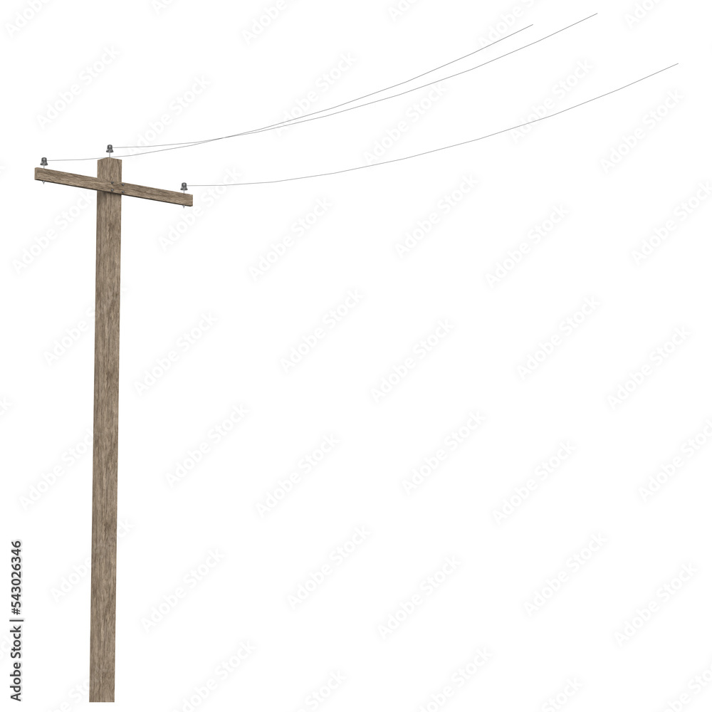 3d rendering illustration of a telephone pole Stock Illustration