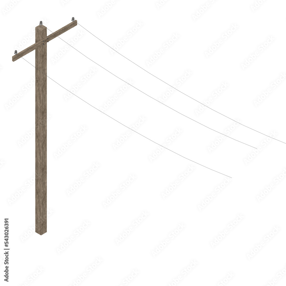 3d rendering illustration of a telephone pole 3d rendering illustration of a telephone pole