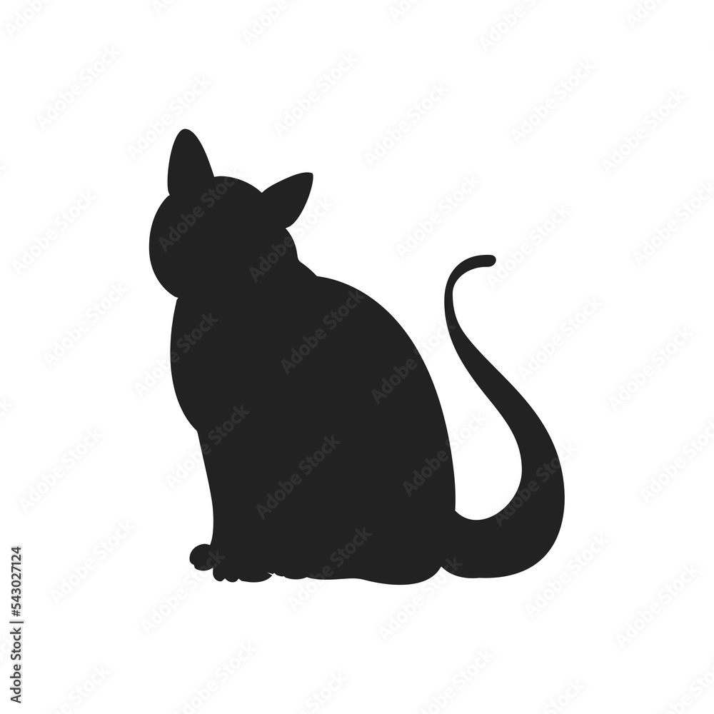 Cat Silhouette, Cat Icon, Cat Clipart, Cat Vector, Cat Shadow, Kitten Icon, Animal Cutout, Cat Cut Out, Cat Outline, Vector Illustration Background