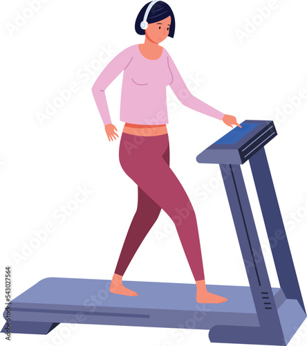 Woman running on treadmill. Cardio training. Gym workout