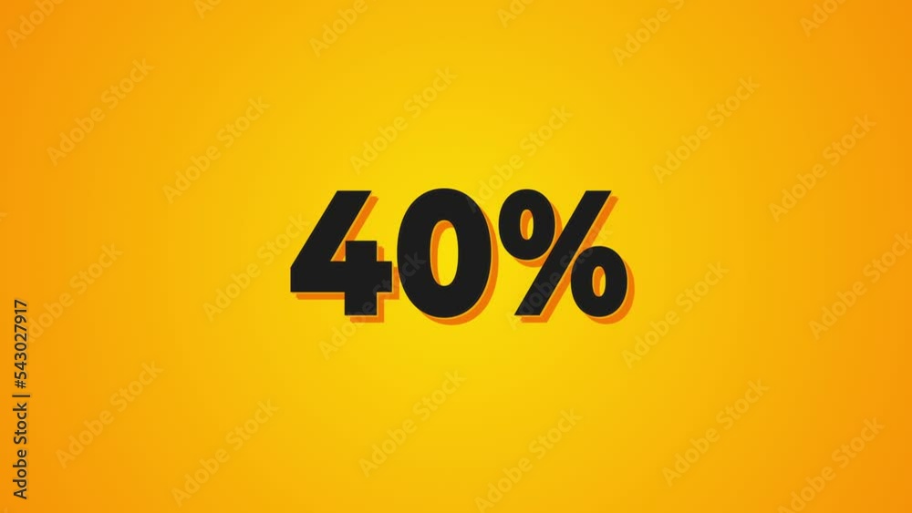 40 percent discount over orange background. Special offer, sale. 40 percent discount banner animation 40 percent discount over orange background. Special offer, sale. 40 percent discount banner animation
