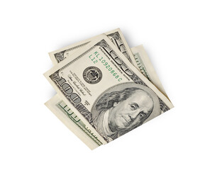 One hundred dollar bills isolated